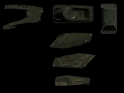 Green Mechanical Parts With Various Shapes And Industrial Metal Design Structures 3d model