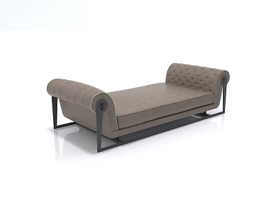 Elegant Modern Gray Double Sofa With Tufted Backrest And Metal Frame 3d model