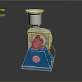 Mechanical Equipment With Blue Base Silver Top And Green Motor Components