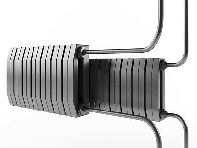 Black Metal Radiator with Fins Structure Wall Mounted Home Heating System Design 3d model