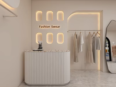 Quiet clothing store cashier 3d model