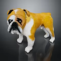 Cute Brown And White Bulldog Doll With Realistic Design Standing For Home Decoration