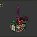 Industrial Mechanical Equipment With Black Body Red Components Yellow Base Long Tube And Square Box