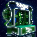 Tsingtao Beer Themed Photo Spot With Neon Lights And Green Beer Bottles