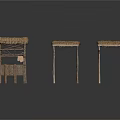 Traditional Thatched Roof Structures With Wooden Frame And Simple Rural Design