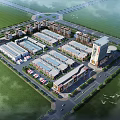 Aerial Planning of Large Commercial Complex with Modern Buildings Road Network and Green Spaces