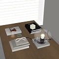 Modern ornaments combination cup lamp glasses books 3d model