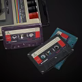 Vintage Cassette Tape Recorder With Open Lid And Colorful Cassette Tapes
