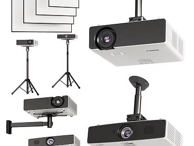 Advanced Projection Monitoring Equipment With Multiple Projectors Stands Mounts And Devices 3d model