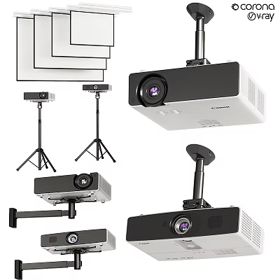 Advanced Projection Monitoring Equipment With Multiple Projectors Stands Mounts And Devices 3d model