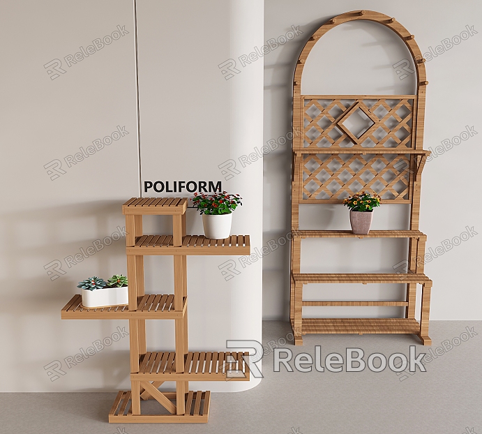 Middle Ancient Style Solid Wood Flower Rack New Chinese Style Diamond Plaid Flower Rack Balcony Storage Rack Plant Rack Green Plant Potted Plant model