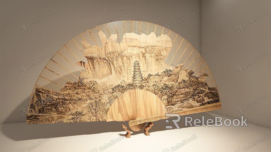 New Chinese Style Fan Folding Fan Ornaments model