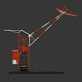 Red And White Crane Model With Engineering Equipment Replica On Platform