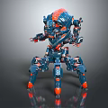 Robot Character And Biomechanical Creature Blue Red Multi Legged Structure Design 3d model