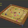 Wooden Square Carrom Board Furniture Featuring Yellow Surface With Red Black Markings And Lines