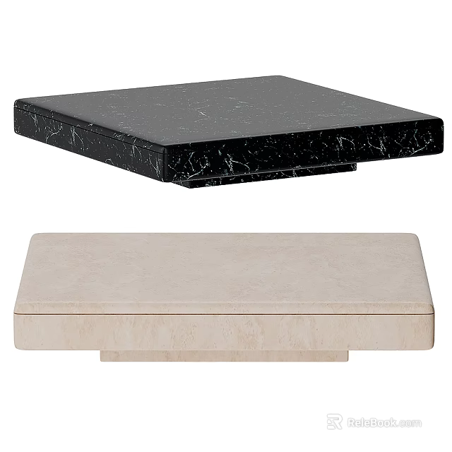 Stylish Coffee Table Designs With Black Marble And Beige Stone Tops 3d model 
