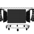 Square Shaped Playground Equipment With Metal Frame Black Panels Steps And Wheels