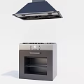 Modern Black And Stainless Steel Kitchen Appliances With Stove And Range Hood