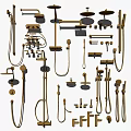 Modern shower faucet hardware combination 3d model