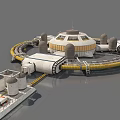 Futuristic Circular Structure With Central Building And Ring Platform 3D Model Design