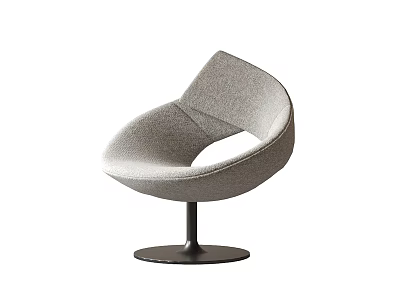 Modern Fabric Leisure Chair With Curved Backrest And Black Metal Round Base 3d model
