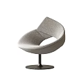 Modern Fabric Leisure Chair With Curved Backrest And Black Metal Round Base