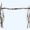 Natural Branch Arch Structure with Twisted Vines and Wooden Sticks for Garden Decoration