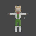 Cartoon Game Character With White Coat Green Pants And Outstretched Arms
