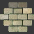 Natural Textured Bricks Featuring Mossy Green Accents In Gray And Beige Tones Arranged Neatly