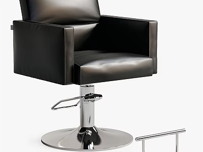 Black Leather Office Chair With Armrests Adjustable Metal Base Modern Design 3d model