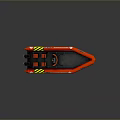 Bright Red Inflatable Boat With Black Parts And Yellow Warning Stripes For Daily Use