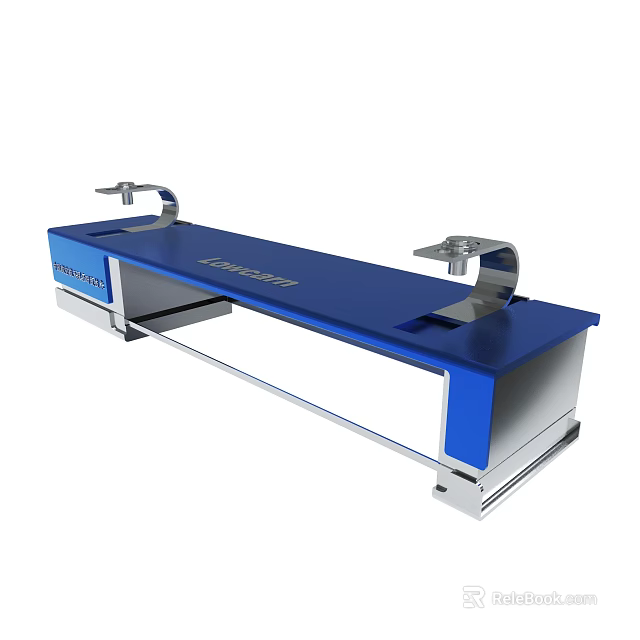 Blue Industrial Workbench With Metal Frame And Detection Fixtures 3d model 