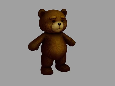 Brown Plush Stuffed Teddy Bear Standing With Soft Texture And Cute Appearance 3d model