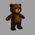 Brown Plush Stuffed Teddy Bear Standing With Soft Texture And Cute Appearance 3d model