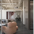Modern Hair Salon Interior Design With Round Mirrors Styling Chairs And Equipment