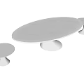 Modern White Coffee Table with Oval Top and Two Round Side Tables Smooth Surface 3d model