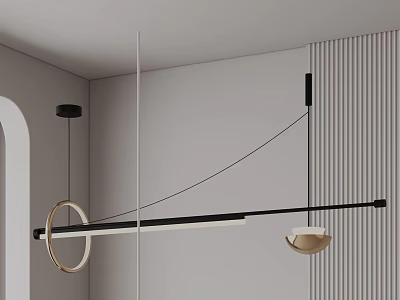 Modern Ring Shaped Metal Pendant Light With Black And Gold Accents For Interior Decor 3d model