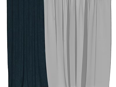 Modern Two Tone Pleated Curtains With Dark And Light Color Design 3d model