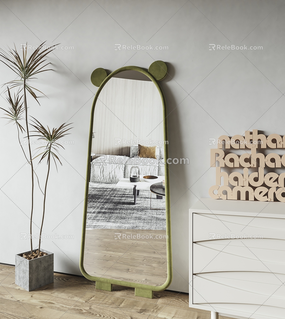 Full-length mirror cream full-length mirror cute clothing store fitting mirror full-length mirror floor mirror model