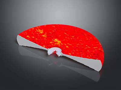 Red Fan Shaped Object With Magma Like Texture White Base Notch On Dark Background Reflection 3d model