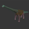 Realistic Long Neck Dinosaur 3D Model With Gray Body And Red Markings