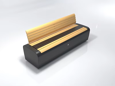 Modern Irregular Shaped Sofa With Wooden Slat Seat And Black Base Design 3d model