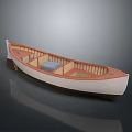 Wooden Canoe With Interior Seats And White Brown Exterior For Water Transportation