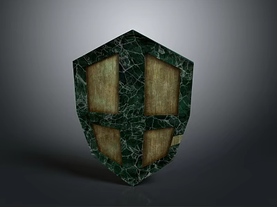 Green Marble Shield With Rectangular Wooden Panels And Classic Design Structure 3d model