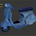 Blue Vintage Scooter with Black Seat and Retro Classic Design