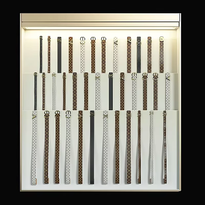 Commercial Watch Strap Display Equipment with Various Colors and Materials Neatly Arranged 3d model