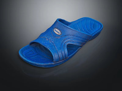 Blue Slippers With Cross Strap Design And Textured Sole For Comfortable Indoor Wear 3d model