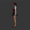 3D Anime Character Girl With Twin Tails Pink Purple School Uniform And Bandages