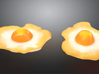 Golden Sunny Side Up Fried Eggs With Runny Yolk And Crispy Edges 3d model