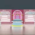 Pink Themed Toy Gift Shop with WAWA WAWA Brand Colorful Shelves and Central Display Stand